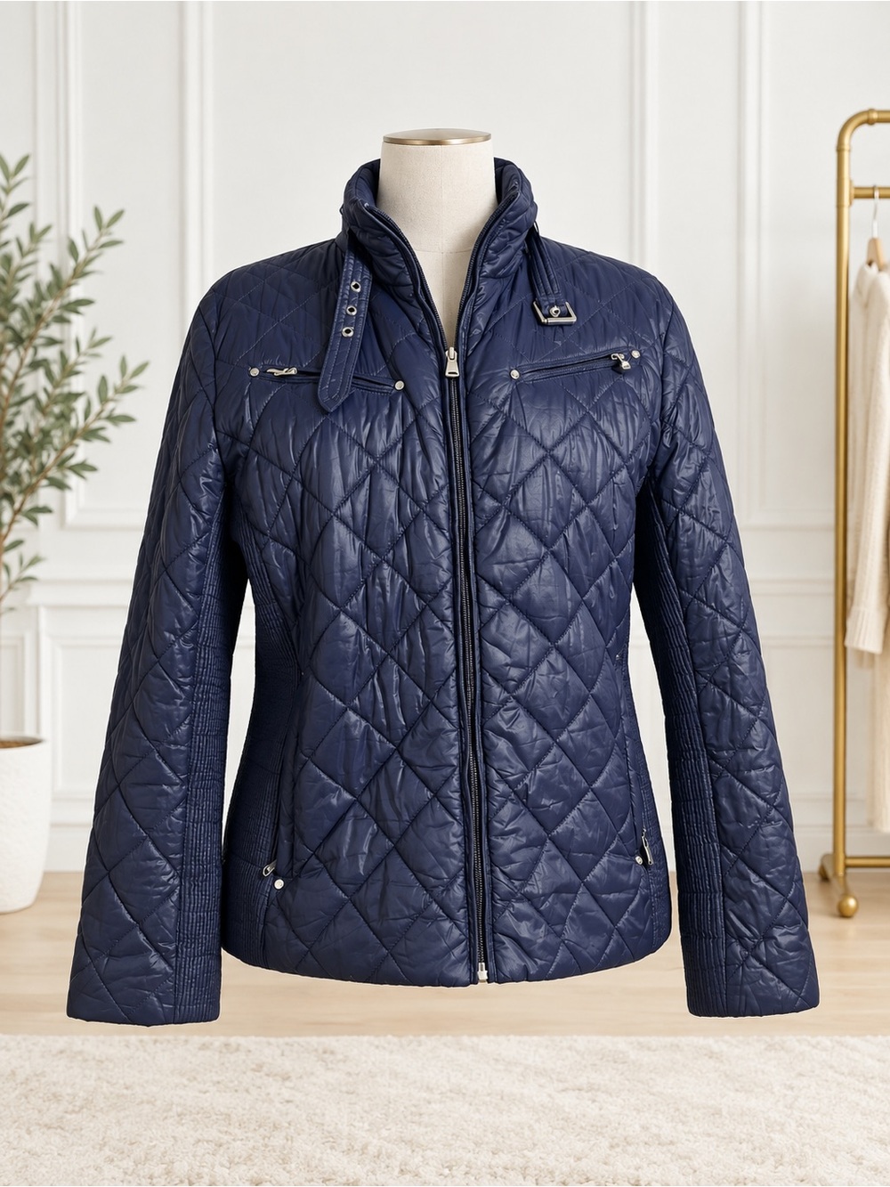 Lauren Ralph Lauren XL Navy Quilted Zip Jacket with Pockets
